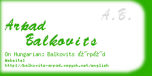 arpad balkovits business card